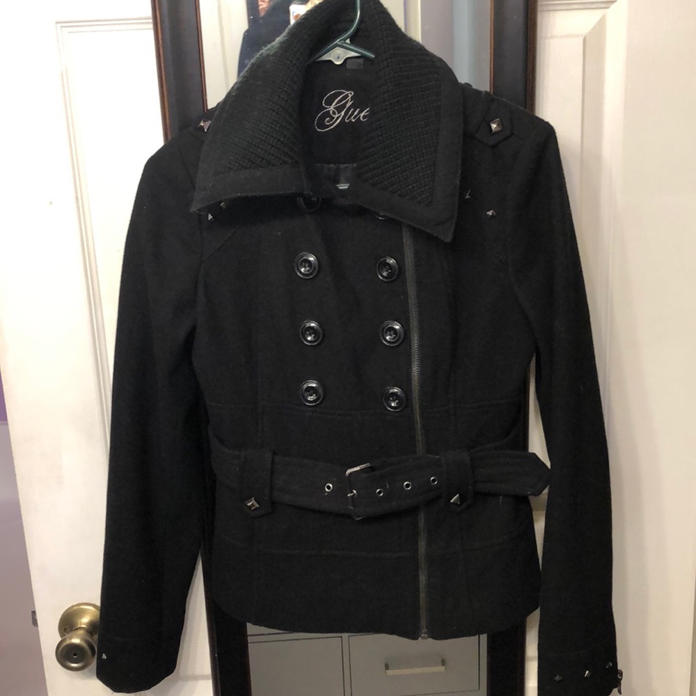 Guess stud and zipper detail coat.